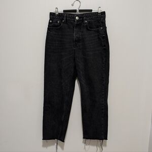 Raw hem high waisted jeans